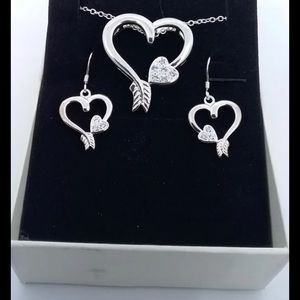 Sterling Silver Heart Necklace Set